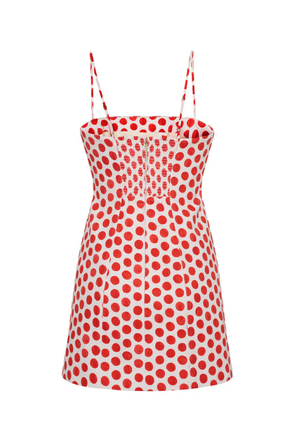 Claudine Mini Dress in Celeste Spot Red