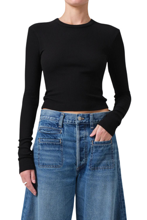 Cropped Faena Crewneck In Black