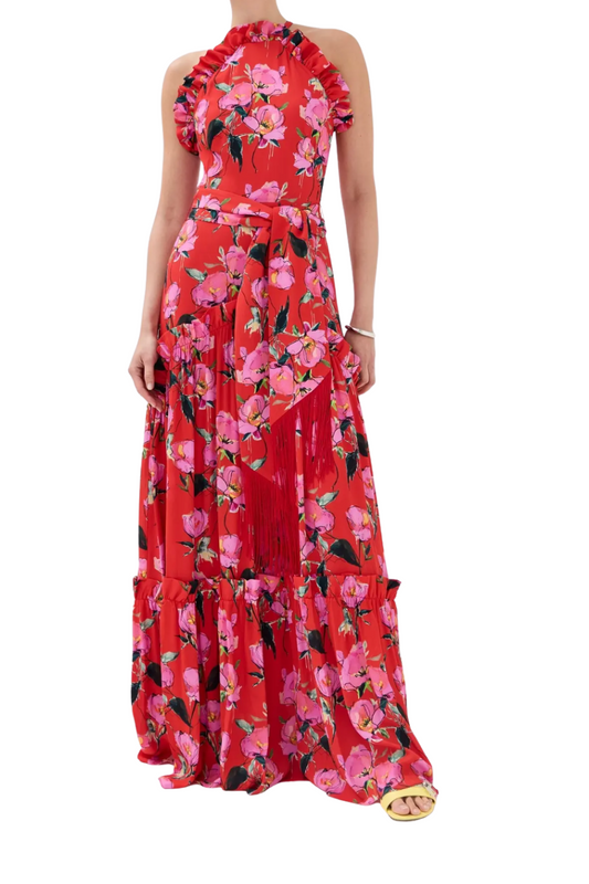 Tatiana Dress in Abstract Rose Print