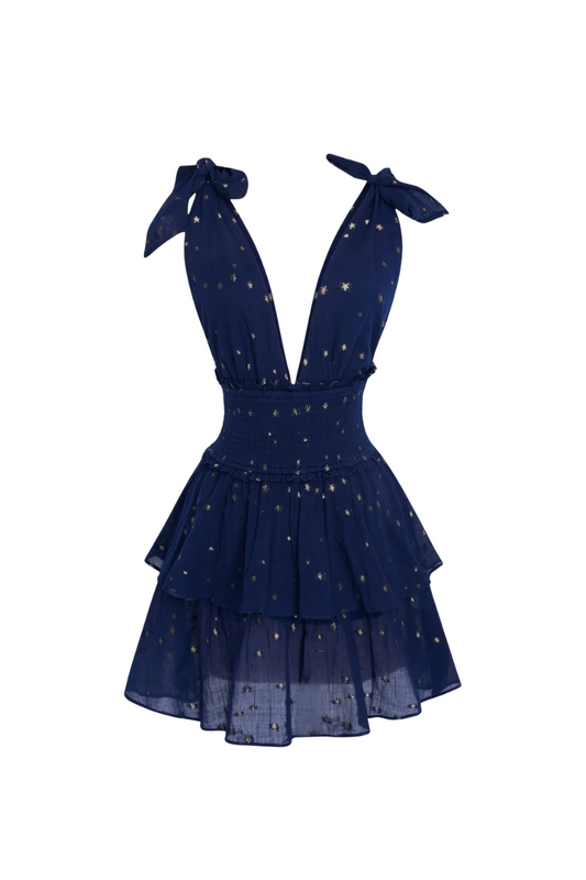 Soira Celestial Navy Cotton Mini Dress