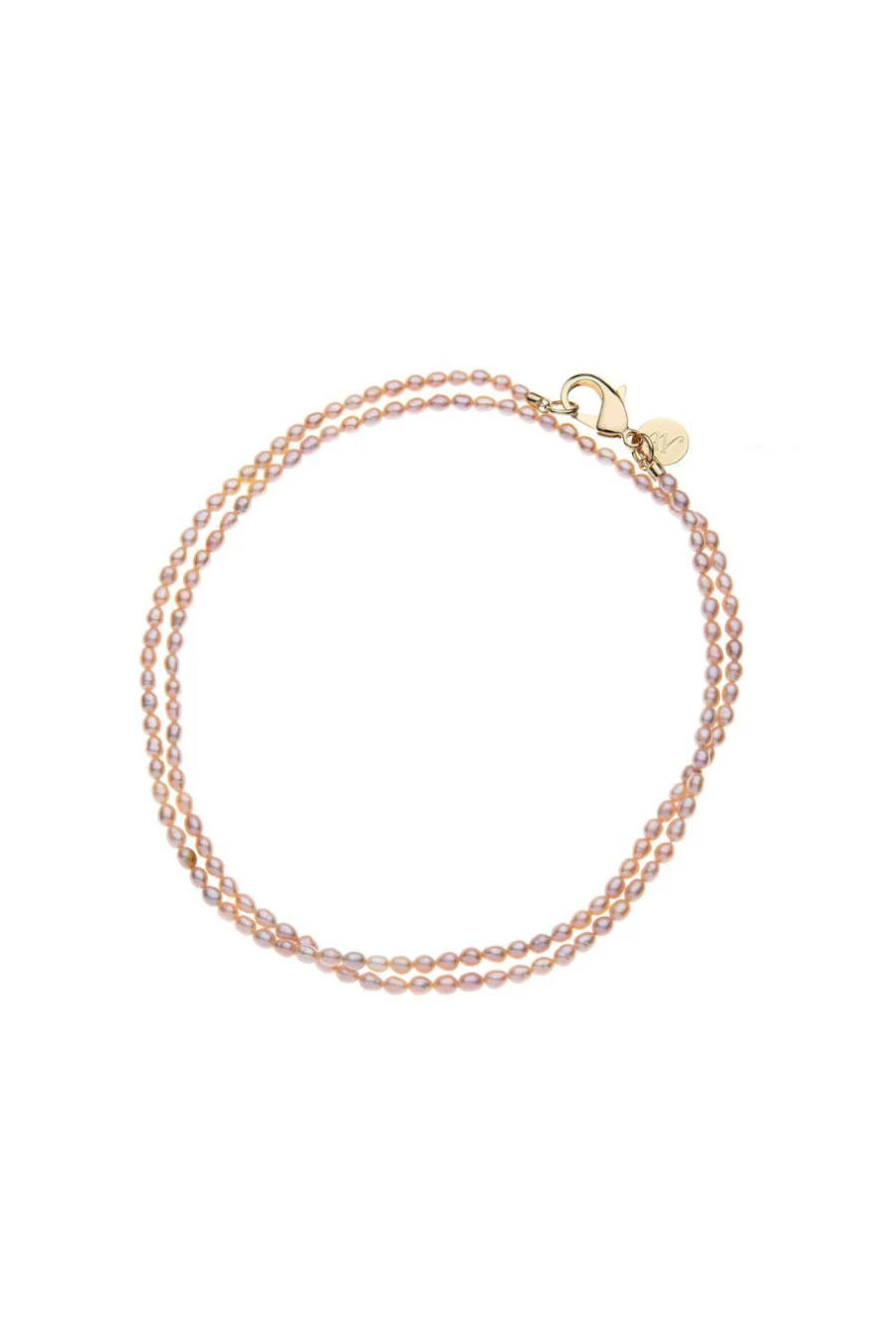 Double Wrap Rice Pearl Necklace in Pink