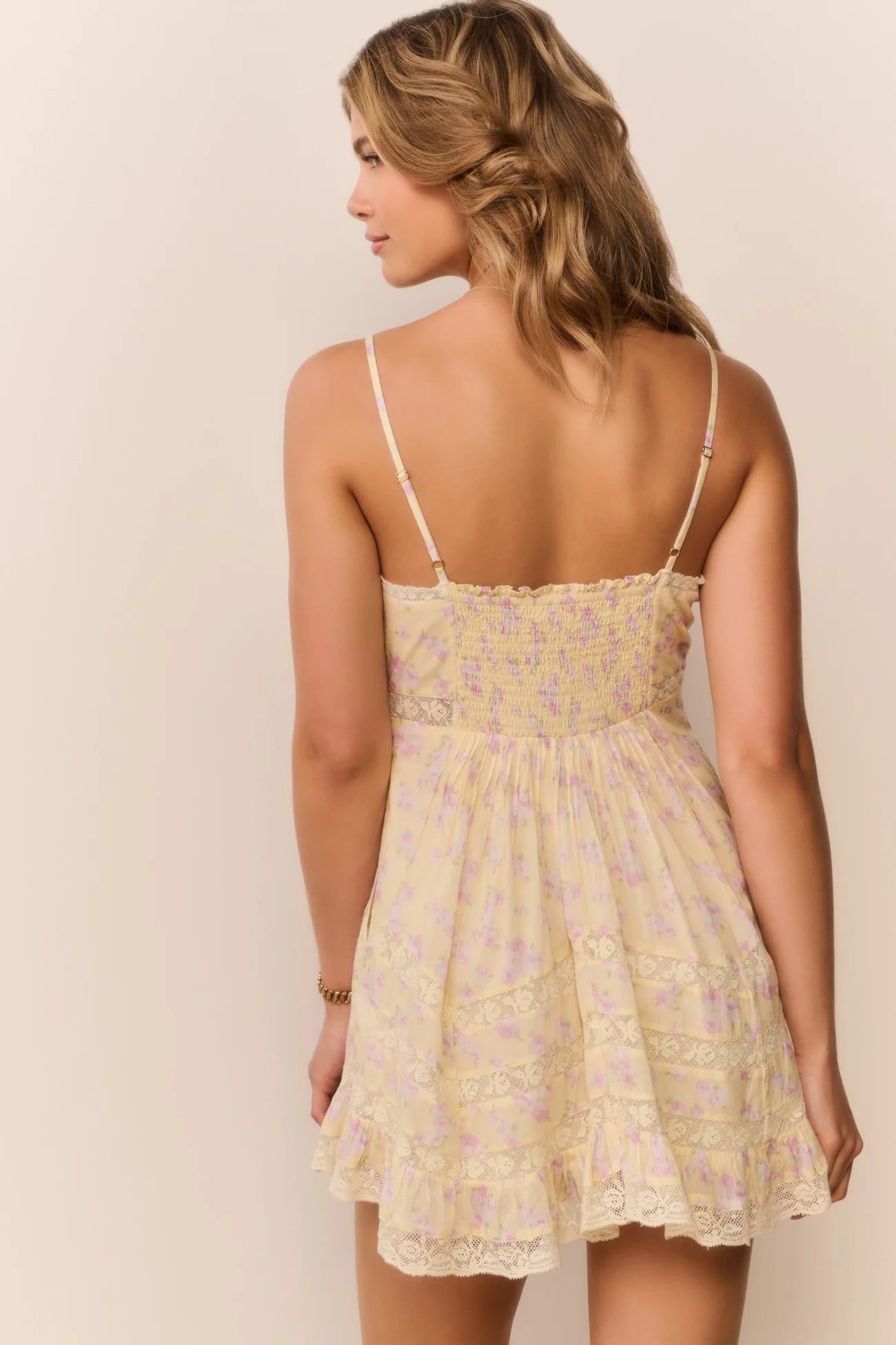 Alonna Floral Mini Dress in Lemon Spritz