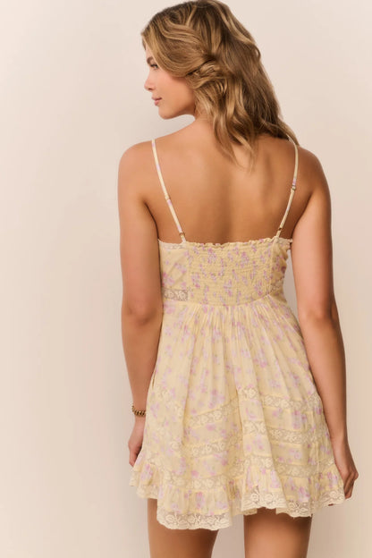 Alonna Floral Mini Dress in Lemon Spritz