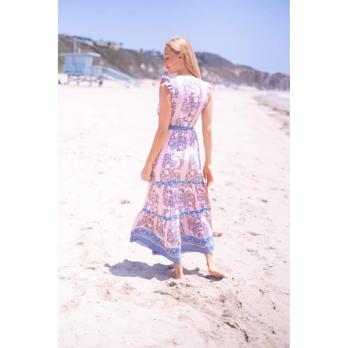 Lola Maxi Dress in Salmon/Teal