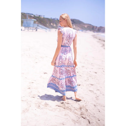 Lola Maxi Dress in Salmon/Teal