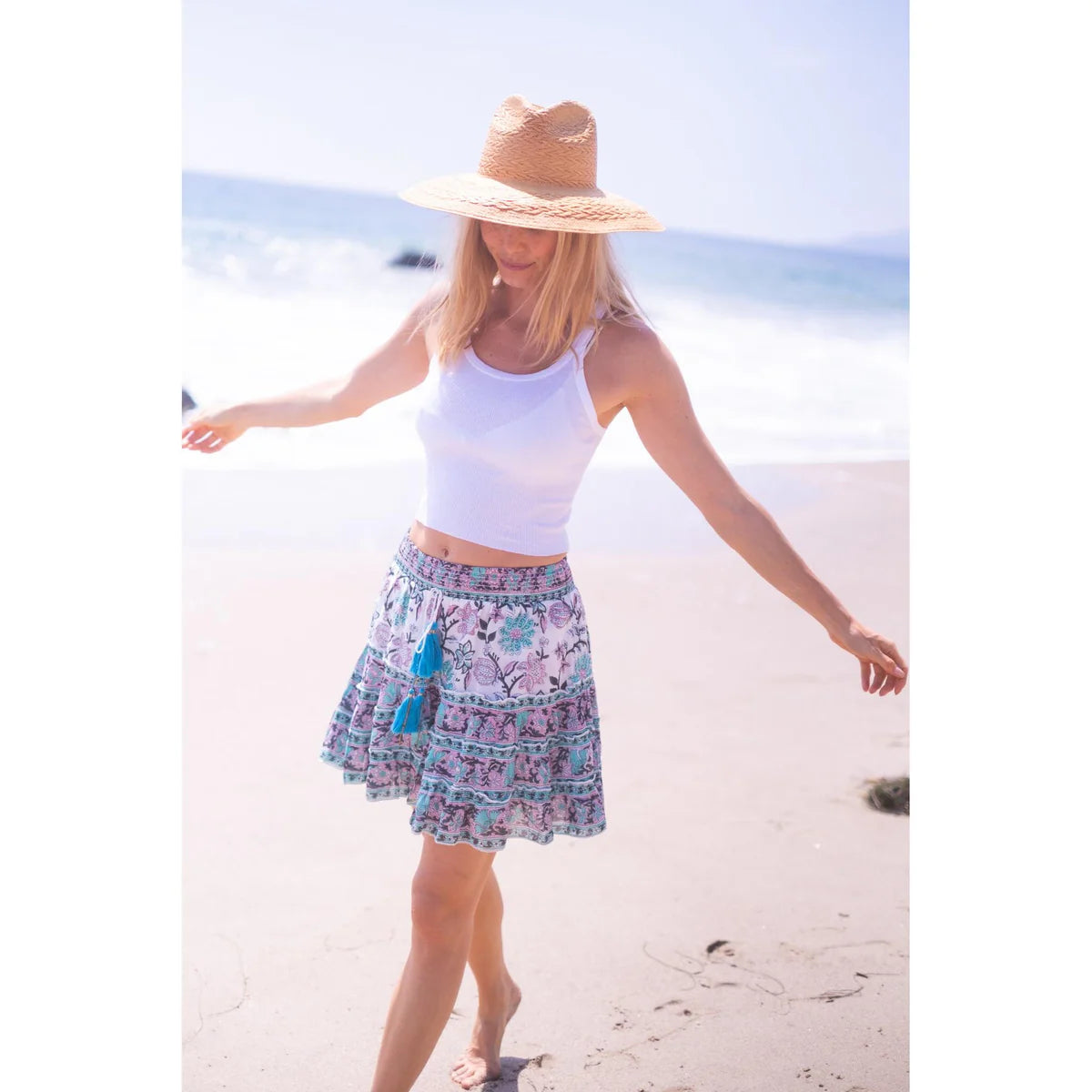 Millie Mini Skirt in Turquoise/Purple Floral