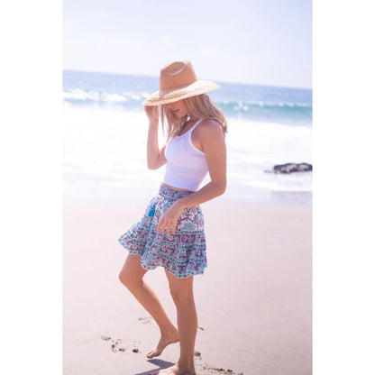 Millie Mini Skirt in Turquoise/Purple Floral
