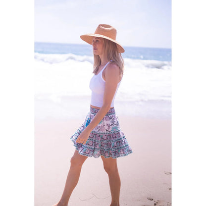 Millie Mini Skirt in Turquoise/Purple Floral
