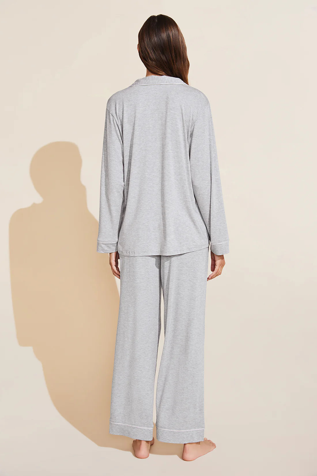 Gisele TENCEL™ Modal Long PJ Set in Heather Grey/Sorbet Pink