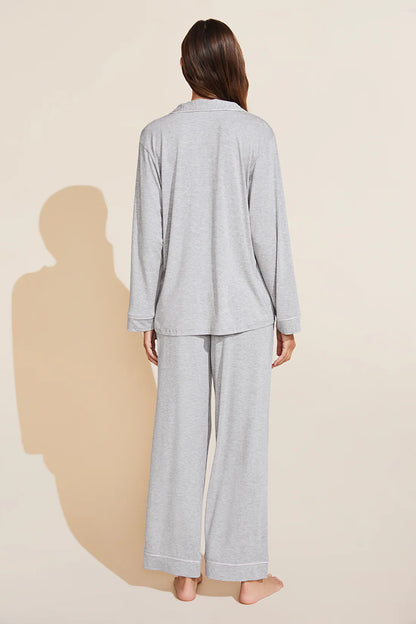 Gisele TENCEL™ Modal Long PJ Set in Heather Grey/Sorbet Pink