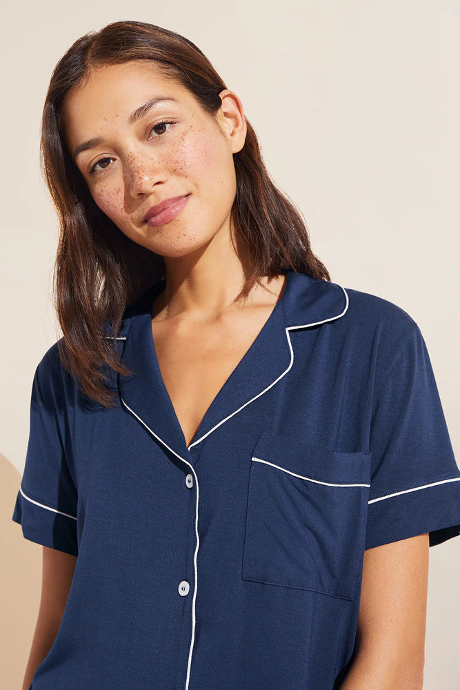 Gisele TENCEL™ Modal Relaxed Short PJ Set in Navy/Ivory