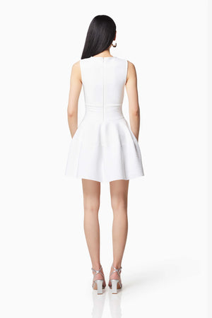Magnetism Rounded Neckline Mini Dress in White