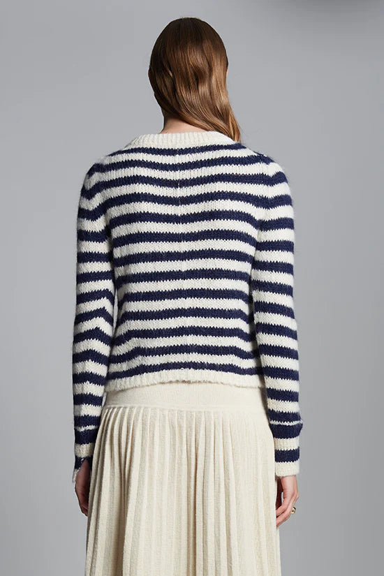 Ava Stripe Sweater in Ivory/Navy