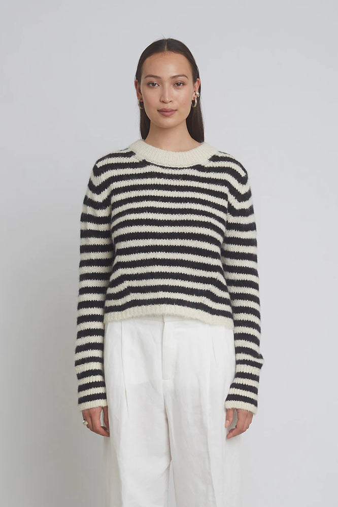 
            
                Load image into Gallery viewer, Ava Sweater in Ivory/Black Stripe
            
        