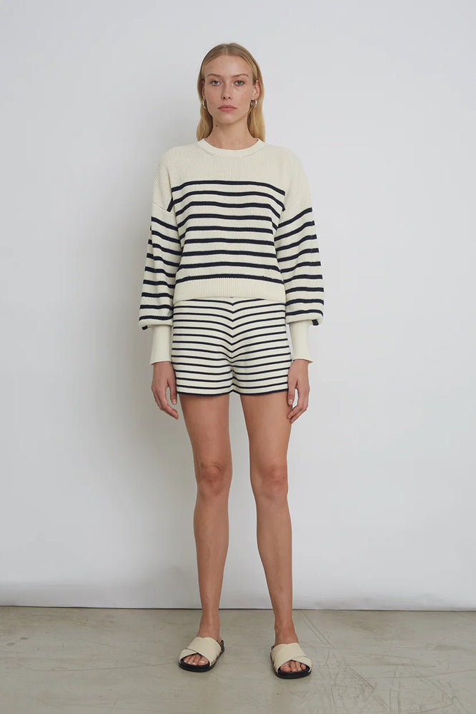 Layla Stripe Sweater in Ivory/Navy