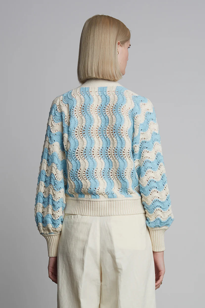 Luna Cardi in Ivory and Robin Egg Blue