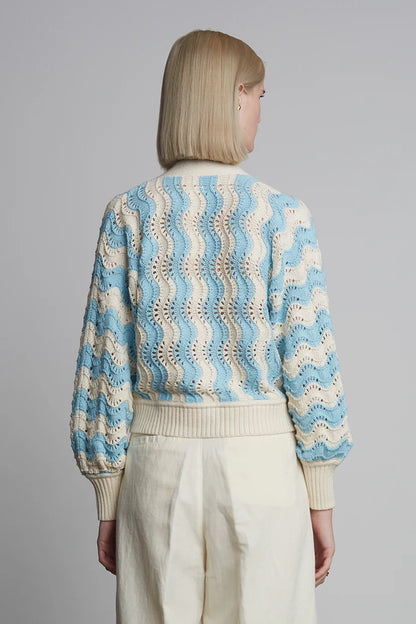 Luna Cardi in Ivory and Robin Egg Blue
