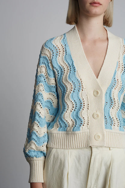 Luna Cardi in Ivory and Robin Egg Blue