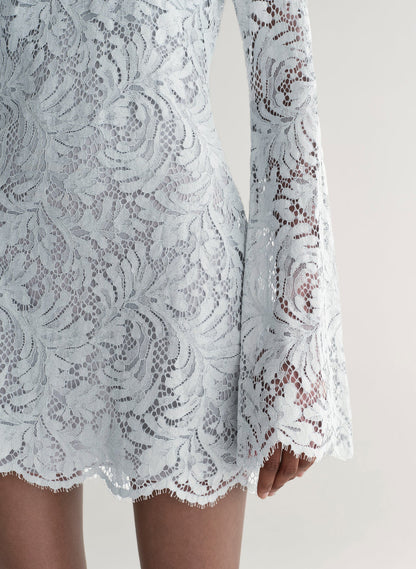 Eden Lace Mini Dress in Slate Blue