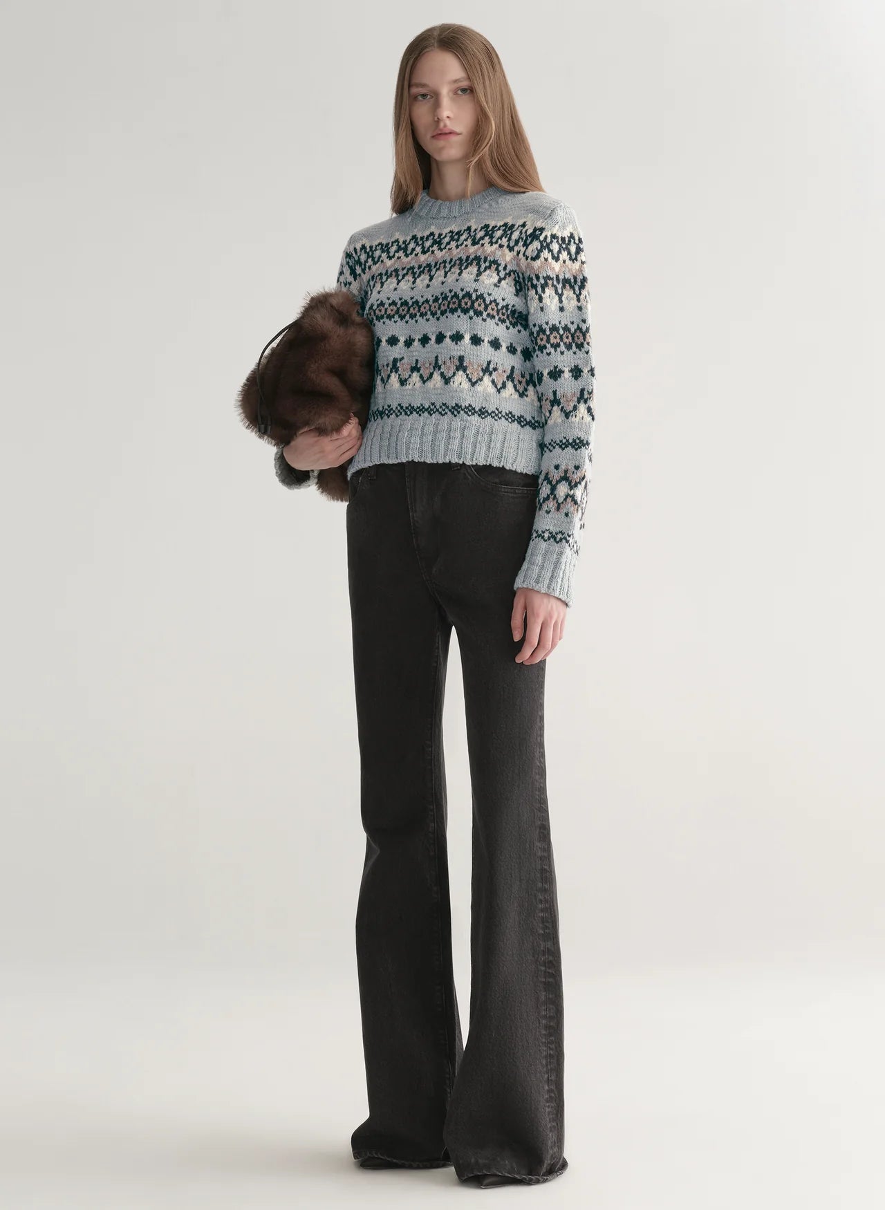 Ella Fairisle Merino Sweater in Slate Blue Multi