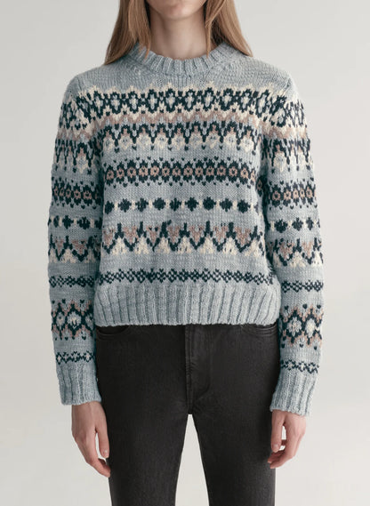 Ella Fairisle Merino Sweater in Slate Blue Multi