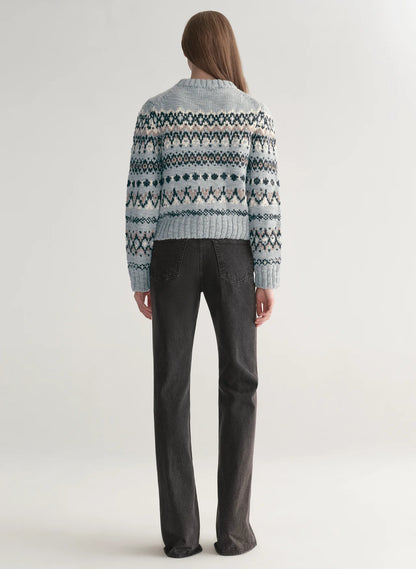 Ella Fairisle Merino Sweater in Slate Blue Multi