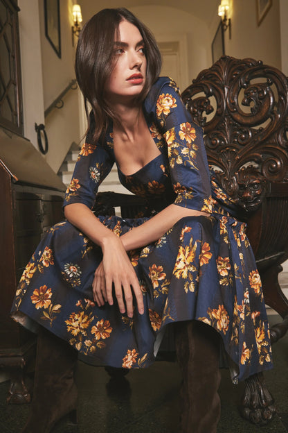 Blue Hill Dress in Amour Flora Navy