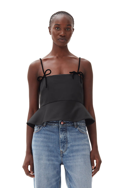 Black Duchesse Satin Top
