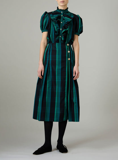 Bibiana Blouse in Ghost Tartan Green