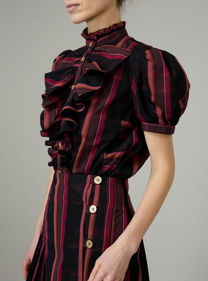 Bibiana Blouse in Ghost Tartan Pink