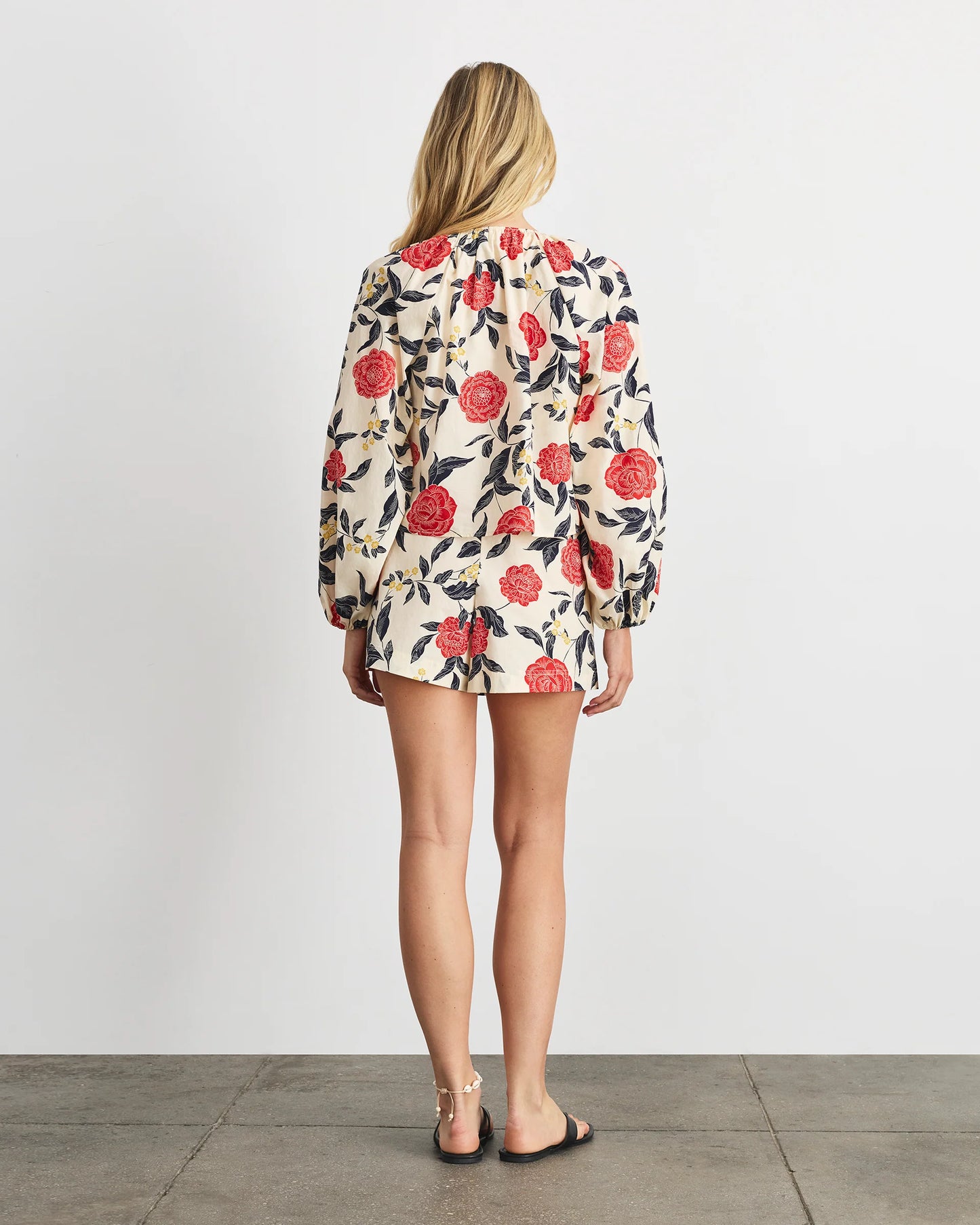Adelina Top in Cream and Cardinal Red