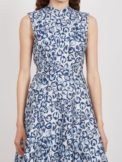 Flora Dress in Porcelain Blues
