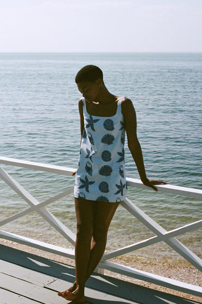 Cappie Mini Dress in Blue Large Shell