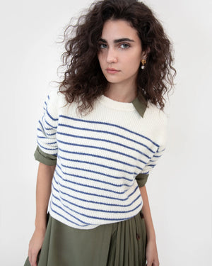 Fleur Sweater in Maritime Blue Stripe