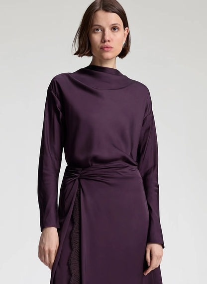 Georgia Satin Top in Deep Plum