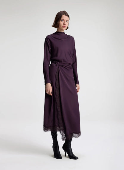 Georgia Satin Top in Deep Plum