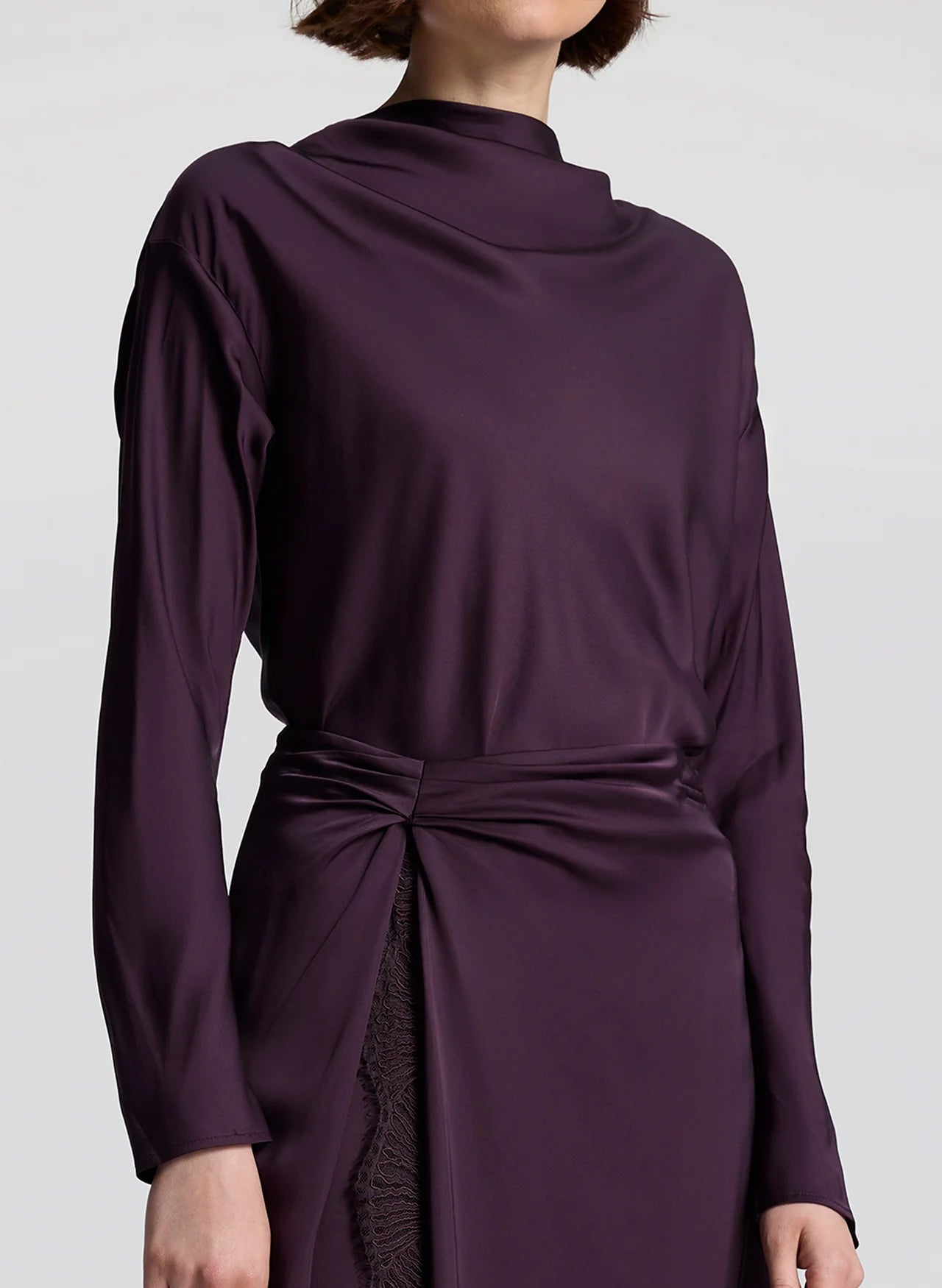 Georgia Satin Top in Deep Plum