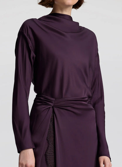 Georgia Satin Top in Deep Plum