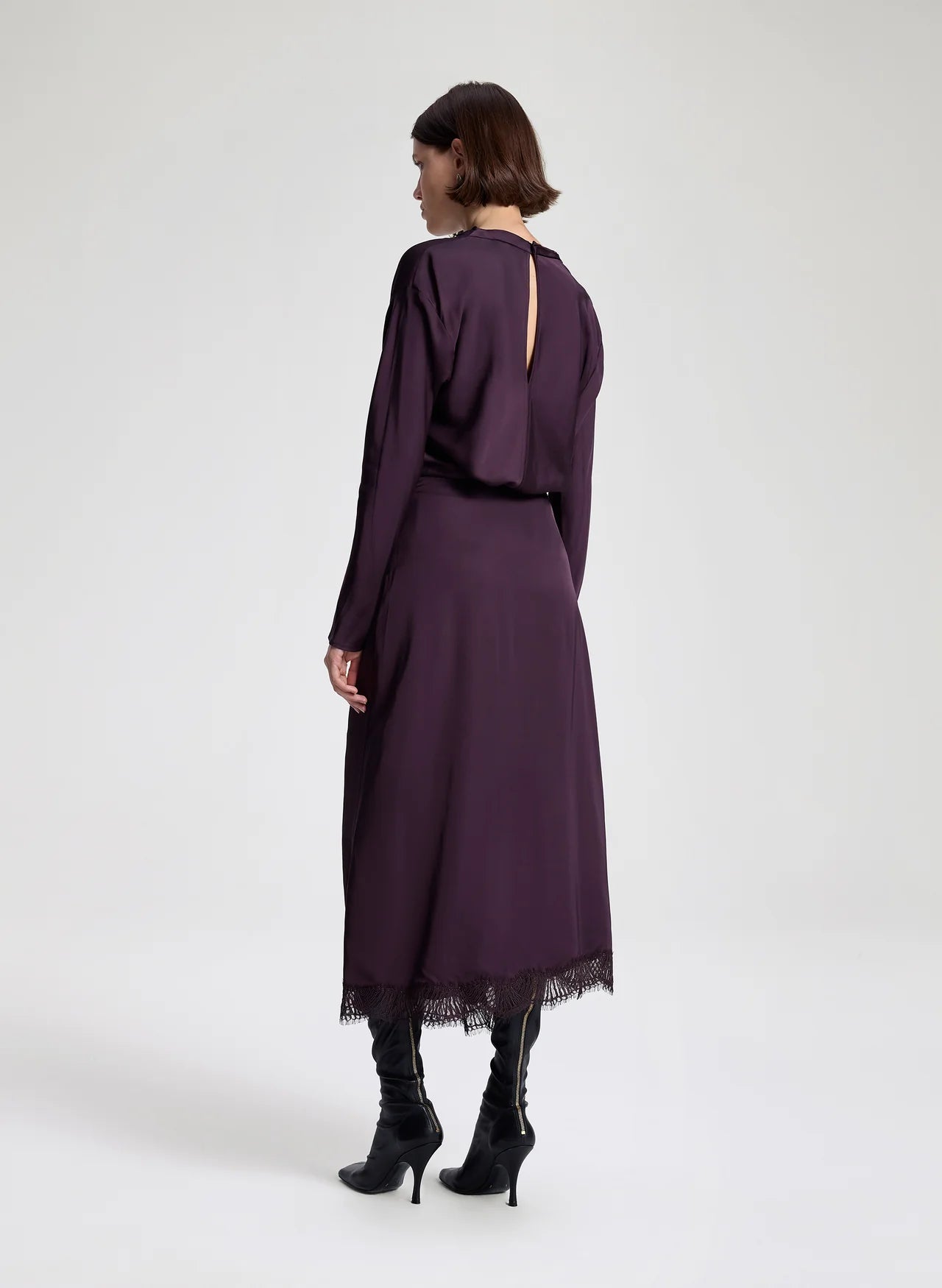 Georgia Satin Top in Deep Plum