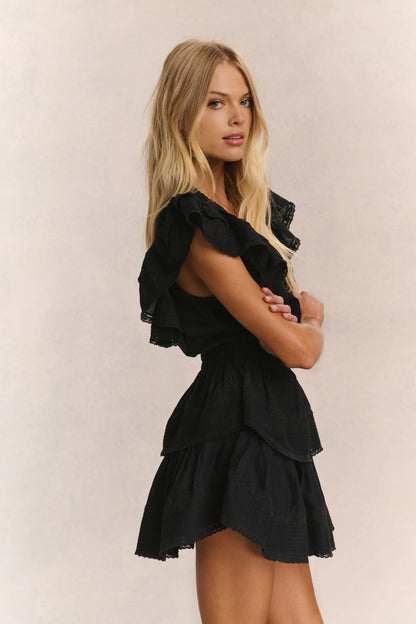 Gwen Heritage Mini Dress in Black