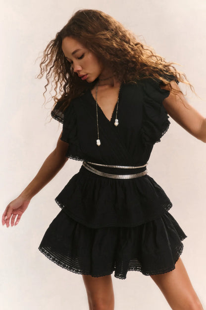 Gwen Heritage Mini Dress in Black