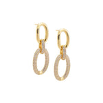 Solid/Pave Open Circle Drop Stud Earring-Gld
