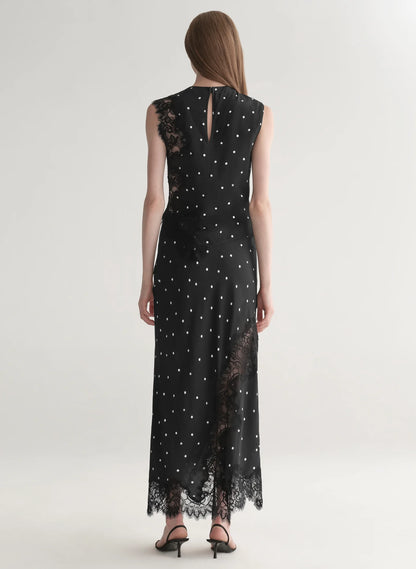 Gracie Polka Dot Crepe and Lace Top