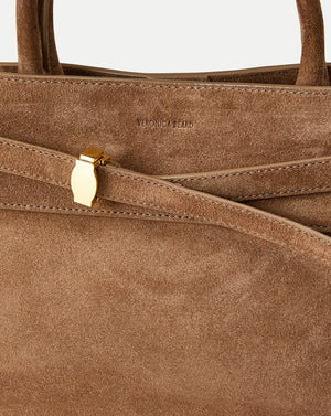 Suede Veronica Beard Dash Bag in Bark