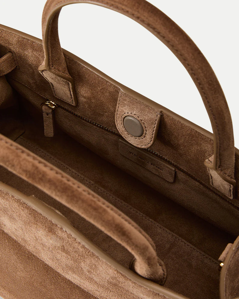 Suede Veronica Beard Dash Bag in Bark