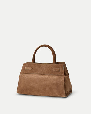 Suede Veronica Beard Dash Bag in Bark