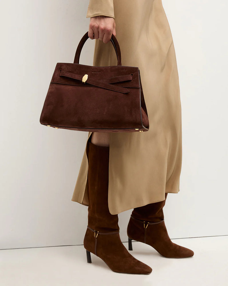 Suede Veronica Beard Dash Bag in Chestnut