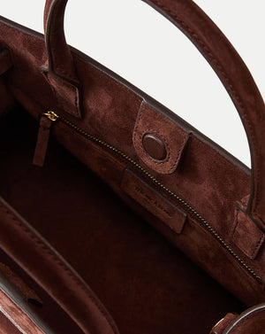 Suede Veronica Beard Dash Bag in Chestnut