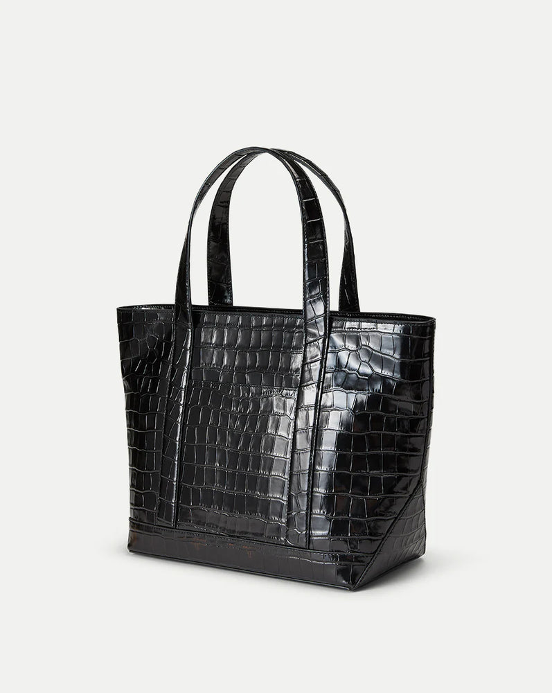 Croc-Embossed Veronica Beard Goody Grand Bag in Black