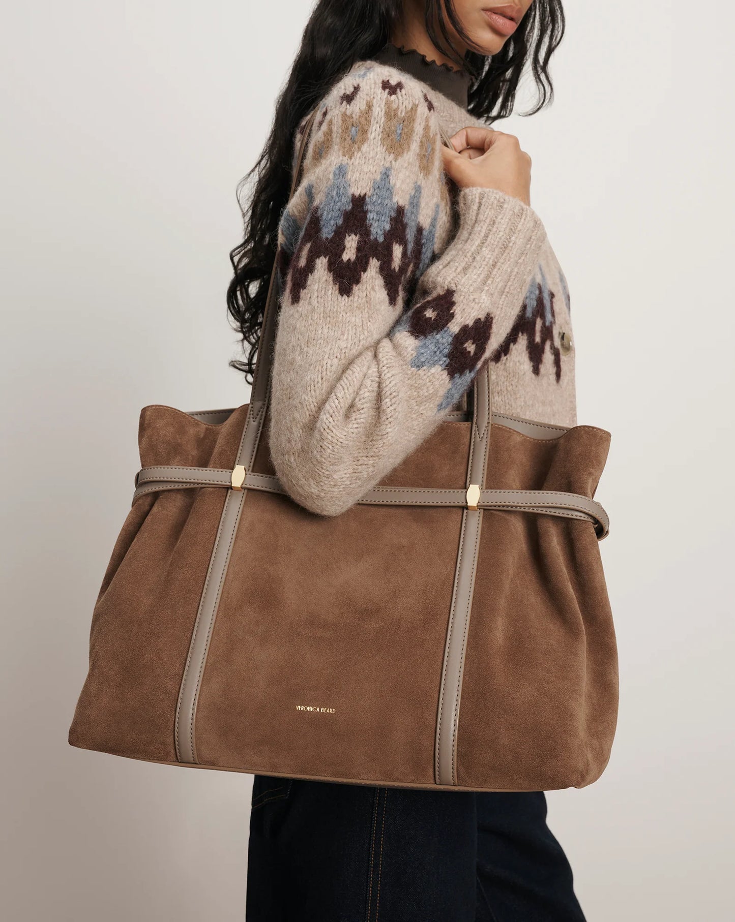 Lasso Belted Tote Bag in Bark